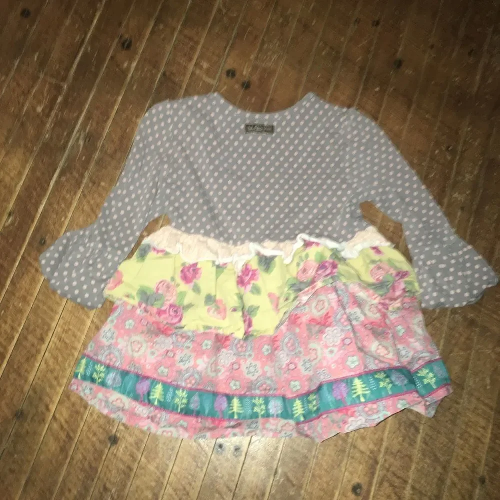 Madilda Jane size 4 ruffled polka dot/floral dress